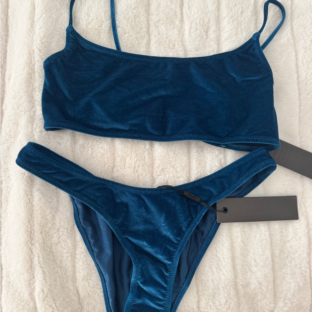 NWT Triangl Blue/Teal Velvet Bikini Set - Size Medium/Large
